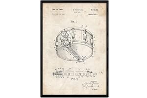 Nacnic Poster Drum patent. Sheet with old design patent in A3 size and vintage background