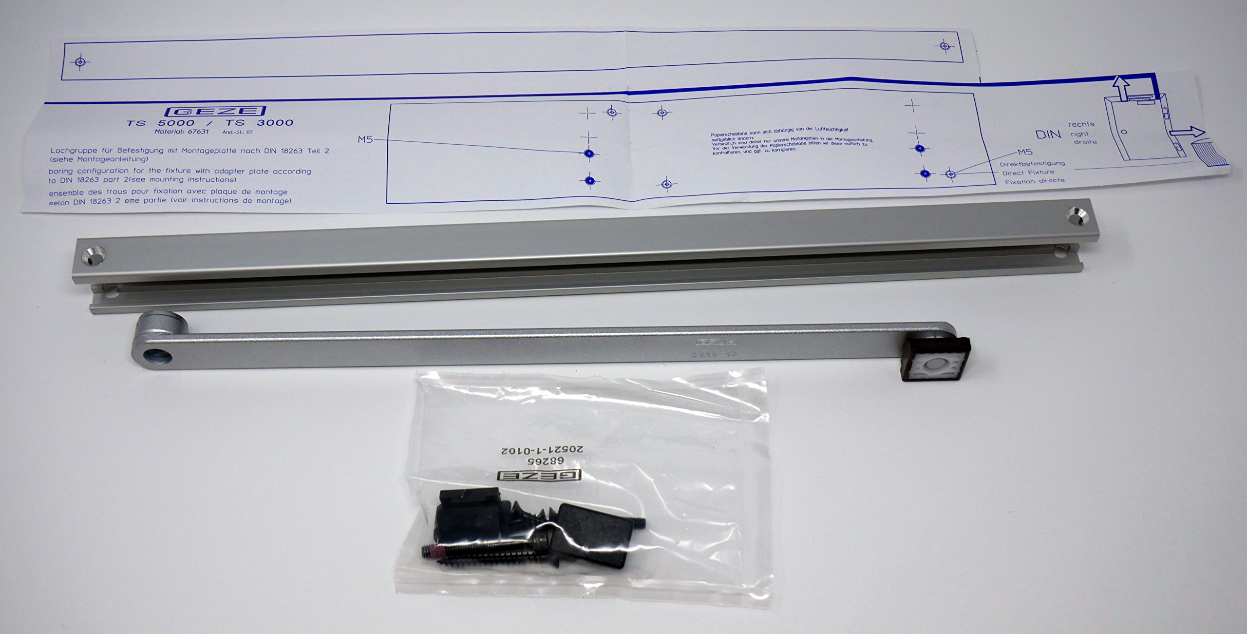Geze Guide Rail Without Fixed TS 3000/5000, 1 Piece, Silver 102280775