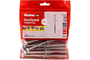 fischer DuoXpand 10 x 80 FUS, högkvalitativa universella pluggar med sexkantsskruv och formad U-skiva (10 st.), pluggar för s