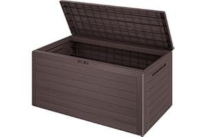 Casaria® Baule da Giardino XXL 280L Effetto Legno Cassapanca Richiudibile 116x43x55cm Box Multibox Contenitore Cuscini