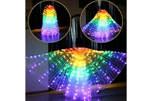 HAHHHHA Skrzydła LED dla kobiet, skrzydła wróżki, bar, taniec brzucha, rozświetlony strój sceniczny, rave, 360 stopni, rekwizyty, LED, skrzydła do tańca, skrzydła anioła, kostiumy, pełna huśtawka, kolorowe