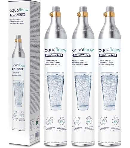 Aquafloow Macchina Soda per Acqua Frizzante in Acciaio Inox – Gasatore d'Acqua a Controllo Manuale con CO₂ Ricaricabile, Bombola fino a 60 Litri, Bottiglia in Plastica Senza BPA con Base Inox