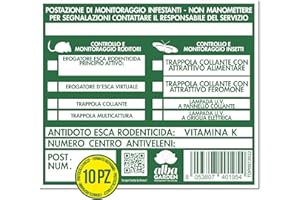 Albagarden - Cartello Segnalatori Per Esca In Pvc, Postazione Di Monitoraggio Esca Roditori E Insetti, Per Trappola Per Topi, Veleno Per Topi, Roditori, Insetti, Animali, Haccp X 10 Pezzi