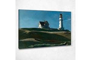 KUADER Lighthouse Hill Edward Hopper Quadro Stampa su Tela Eho25 Alta qualità Certificata Fine Art Giclée, Fatto in Italia, 50x70 cm
