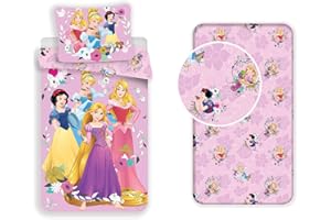 LesAccessoires Principesse Disney Set Cotone Letto Singolo (3 Pezzi) Copripiumino + Federa + Lenzuola c/Angoli Biancheria da Letto Bambini
