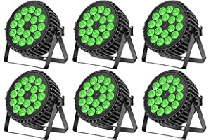 Ukfog 6PCS 200W 18LED Par Faro Par LED Luce RGBW + DMX8CH Luci per Feste Stroboscopica Modalità Attiva LED Faretto da Palcoscenico Luce da Discoteca per Matrimoni Feste Chiese Club Spettacolo DJ Live