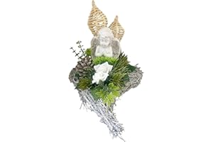 Passion MaDe Grabgesteck Grabschmuck Grabaufleger Herz Grab Friedhof Trauerherz Rebenherz Totensonntag Allerheiligen künstlich Herz Engel Rosen Creme 2