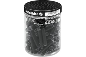 Schneider 6801 Cartouches d'encre standard pour stylo plume (non effaçables) Lot de 100, Noir