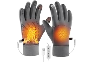 KQLHLHDYZ USB Heated Gloves for Men Women, Heating Mittens 3 Levels Temperature Adjustable Electric Winter Thermal Gloves, Touchscreen Thermal Gloves Double-sided Heating Warm Gloves Hand Warmer Gift