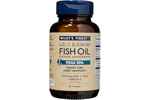 WILEY'S FINEST Wiley’s Finest Peak EPA 1000mg EPA + DHA Omega-3 Per Capsule - High Potency Wild Alaskan Fish Oil IFOS Certified Fish Gelatin Capsules 30 Count