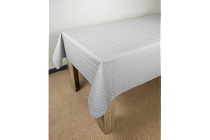 DecoMeister Tovaglia in tela cerata | Tovaglia plastificata | Tovaglia da cucina in PVC | Tovaglia lavabile per la tavola in pellicola lavabile 140x230 cm Grigio con puntini bianchi