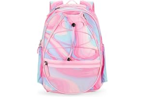 Choco Mocha Tennisrucksack Kinder Tennistasche für Mädchen Sportschlägertasche Teenager Rucksack 16 Zoll, Flüssigkeiten