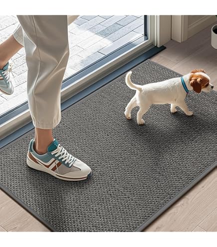 HomeProtect® Schoonloopmat, superdun, 2 mm, zelfklevende deurmat, schoenmat, voetveger, vuilvangmat, montagemat, antislip, wasbaar, grijs, verschillende maten (48 x 70