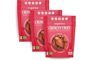 ORGANICA DOWN TO EARTH Organica Food Crunchy Family Fraises lyophilisées Bio 100% fruit – 3 Sachets refermables (150 g) fruits lyophilisés snack croustillant vegan sans sucres ajoutés