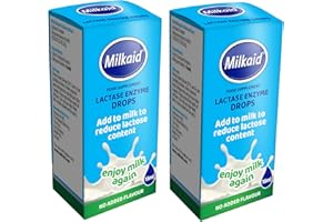 2 Pack - Milkaid Lactase Enzyme Drops for Lactose Intolerance Relief | Fast Acting Dairy Digestive Supplement | Gluten Free & Vegetarian |15ml