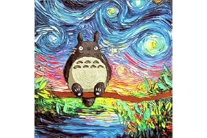 YEESAM ART Malen nach Zahlen für Erwachsene Kinder - Totoro Karikatur 16x20 Zoll Leinen Segeltuch - DIY ölgemälde ölfarben Weihnachten Geschenke (Totoro, mit Rahmen)