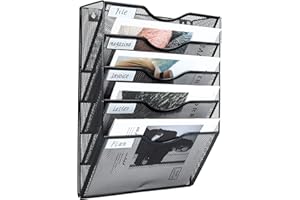 EasyPAG 5 ripiani A4 in rete nel vassoio da parete portadocumenti organizer per posta e riviste, nero