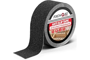 FIXCHORD Anti Slip Tape for Steps, 5m*50mm Heavy Duty Grip Tape for indoor & outdoor, Non Skid Tape for Stair Treads, Non Slip Strips for Steps Ramp, Waterproof High Traction, 80 Grit, Black