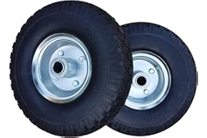 2 x FROSAL PU Rad Bollerwagen Sackkarre | Ersatzrad | Reifen | 260 mm Pannensicher, 3.00-4 | 20 mm Achse | Sackkarrenrad Stahlfelge silber