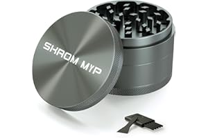 TEEQZIO Grinder Crusher 4-Teiliges Set Ø 75 mm Große Größe Mühle Aluminiumlegierung mit Pollen Scraper für Spice Kräuter Gewürze Herb (Grau)