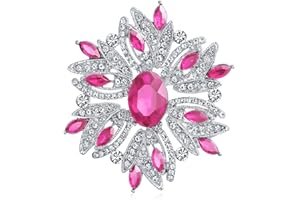 BLING JEWELRY Moda Grande Declaración Estilo Vintage Cristal Simulado Bufanda Flor Art Deco Broche Alfiler Para Mujer