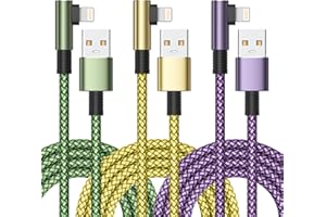 YOSOU Cable iPhone,[2m/Lot de 3] Fil Chargeur iPhone Charge Rapide Tressé Longue Cordon iPhone Certifié MFi Angle Câble Lightning USB pour iPhone 13/11/14/12 Pro Max Plus Mini XR XS 8 7 6S SE,iPad,Airpods