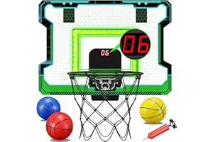 OKKIDY Mini Indoor Basketball Hoop, Light-up Basketball Hoop with Electronic LED Scoreboard, Small Outdoor Basketball Game Toys for 6, 7, 8, 9, 10, 12+ Year Old Girls Boys Kids Teen Adults, Idea Gifts