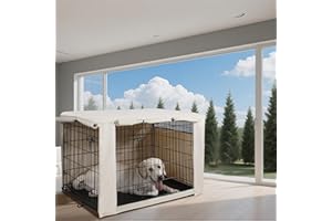 HiCaptain - Funda de poliéster para jaula de perro, funda duradera y de alta resistencia al viento para jaula de alambre, tanto para interiores como para exteriores (76,2 cm, tostado claro)