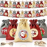 CNMTCCO Calendrier de l'Avent 24 pièces à remplir, calendrier de Noël 2025 Sacs en jute 18 x 13 cm, sacs pour calendrier de l
