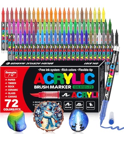 Marketers Acrylic Paint Markers Water Based Brush Pens For Sketching, Painting, Fabric, Canvas