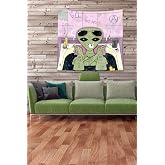 Pelangi Multirenk K&uuml;vetin I&ccedil;indeki Uzaylı Leke Tutmaz Kadife Kumaş Duvar &Ouml;rt&uuml;s&uuml; Duvar Halısı Tapestry KWLL352, 140 x 140