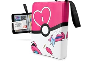 GECO Album kolekcjonerski na karty kolekcjonerskie - kolekcjonerski album na karty z zamkiem błyskawicznym - segregator z 4 kieszeniami - 55 stron na 440 kart - Love Ball-Design - różowy