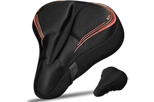 RIXOW Sillín Cubre Bicicleta Gel con Funda para Lluvia, Funda Sillin Bicicleta Gel con Tira Reflectante, 27.5 * 23.5cm Suave Cojin Sillin Bicicleta, Funda de Asiento para Estática, E-Bike, MTB