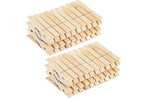 D.A.Y. REPUBLIC 60 Traditional Wooden Laundry Pegs, Clothespins for Indoor and Outdoor Washing Lines, Clothes Drying Clips Also Perfect for Crafting, Art, DIY (2 Pack)