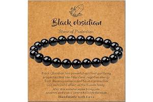 Sahoottie Crystal Bracelets for Women 8mm Bead Bracelets Gemstone Beaded Bracelets Anxiety Bracelet Healing Bracelets for Women Jewellery