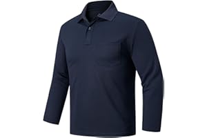 Outdoor Ventures Męska koszulka polo z długim rękawem, UPF50+, ochrona przed słońcem, ochrona przed promieniowaniem UV, koszulka polo dla mężczyzn, lekka, oddychająca koszulka polo, top do tenisa