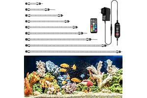 Izrielar Aquarium Lampe LED RGB 9W, éclairage pour aquarium LED, lumière d'aquarium, IP67 étanche, Universal Fit Aquarium Lamp, pour réservoir à poissons, aquarium de plantes, EU Plug