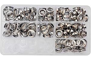 RERI Silber Ösen Set 10mm Grommet Kit Ösen Set mit Tüllen für Außenwerbung Rucksack Schnürsenkel Kleidung Rucksack Schuh Leder