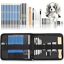Kit Disegno Love Art 34 Pezzi - Matite Grafite E Carboncino, Gomme, Blocco Schizzi, Custodia Portatile - Foto 9