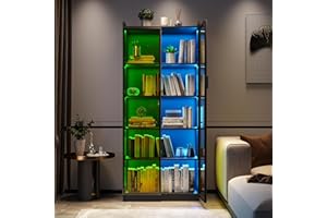 ‎LVIFUR Lvifur Buffetschrank Sideboard Weiss Hochglanz, Mehrzweckschrank Mit Kabelloser Ladestation, Automatischem Sensor RGB 20-Farben Dimmbares Sideboard Kommode Bücherregal Schlafzimmer 40 * 80 * 100 cm