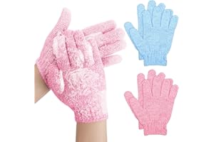 Sibba 2 paio di guanto esfoliante corpo, guanti per doccia, guanto spugna per doccia bambini, guanto di crine per doccia esfoliante, guanto per doccia scrub per adulti e bambini