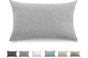 TOCOMOA Poszewka na poduszkę 40 x 60 cm, 100% sprana bawełna, o wyglądzie lnu, oddychająca, jasnoszara, z zamkiem błyskawicznym, jasnoszara, zestaw 2 szt.