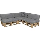 Housse Coussin Palette Euro POKAR - Gris - 120x40x20/10cm - Imperméable Et Lavable