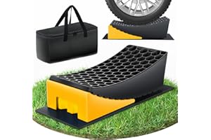 MEISHILE Jeu Cales Niveau, 32 * 15cm Cales Pour Camping-Car, 2 Cales Accessoires Camping-Car, Jusqu'à 5000 Kg, Surface Antidérapante (YELLOW)