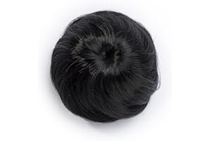 SEGO Elastico Capelli Finti Lisci Chignon con Clip Extension Cordicella Hair Bun Toupet Donna Coda di Cavallo Accessori Posticci Parrucchino 45g - Nero Scuro