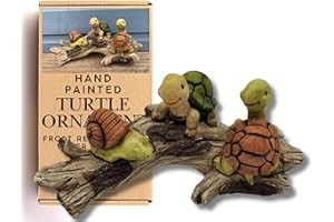 G&H DECOR Animales de Resina: Tres Tortugas sobre Tronco, Regalos de Jardinería para Mujeres, Jardín, Resistente al Agua y Clima, Detalle Realista, Ideal para Cumpleaños