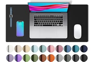 Aothia Sous-main, tapis de souris, tapis de bureau,buvard de bureau en cuir PU antidérapant,tapis de bureau pour ordinateur portable pour le bureau et la maiso (60x35cm,Noir)