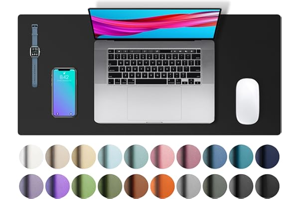 Aothia Sous-main, tapis de souris, tapis de bureau,buvard de bureau en cuir PU antidérapant,tapis de bureau pour ordinateur portable pour le bureau et la maiso (60x35cm,Noir)
