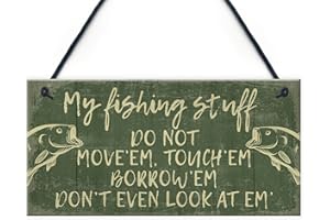 RED OCEAN Funny Fishing Fisherman Stuff Sign Garden Shed Man Cave Plaque Grandad Dad Son Gift