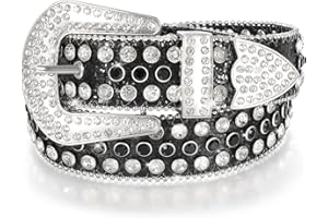 LEACOOLKEY Cintura con strass per uomo e donna, cintura in pelle lucida per jeans, pantaloni, abiti